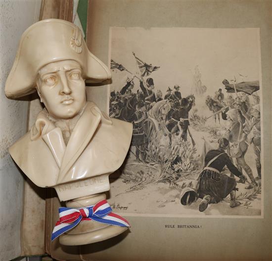 A book of British battle prints and bust Napoleon